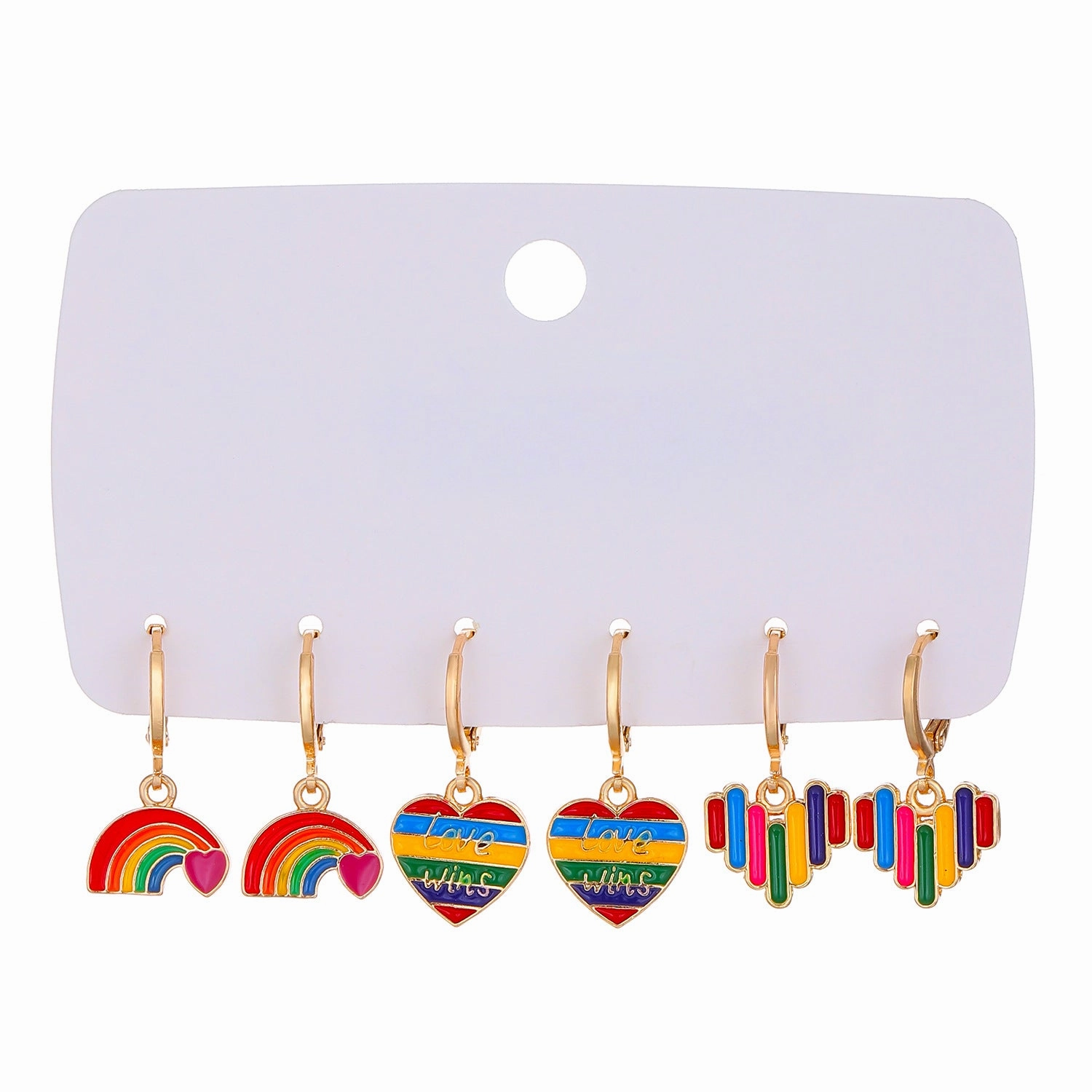 Wholesale Rainbow Heart Alloy Earrings