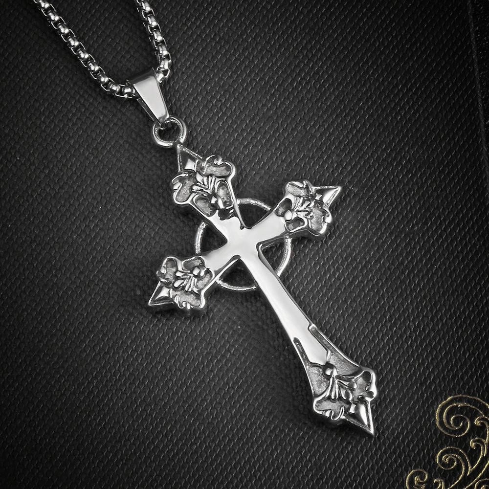 Wholesale  Retro Color-free Male Decoration Cross Pendant Necklace Simple Woolen Chain