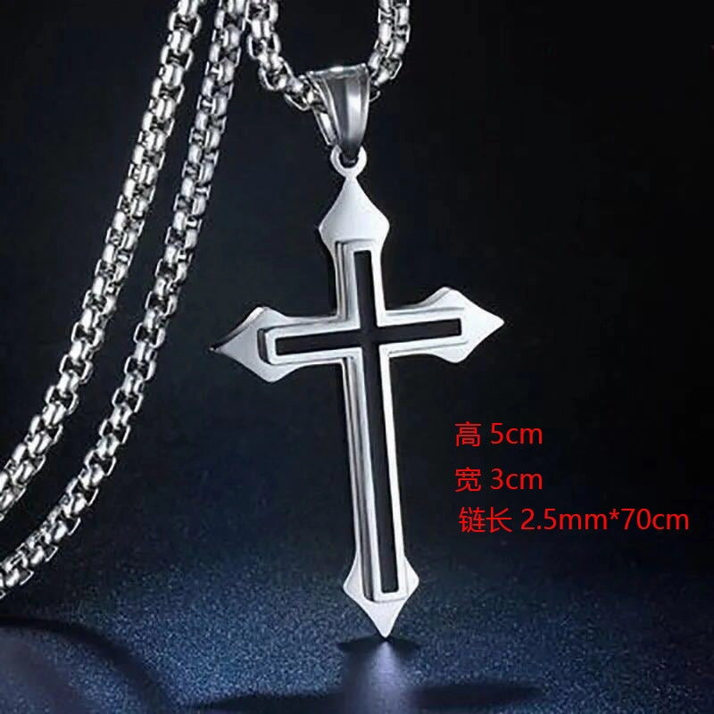 Wholesale  Retro Color-free Male Decoration Cross Pendant Necklace Simple Woolen Chain