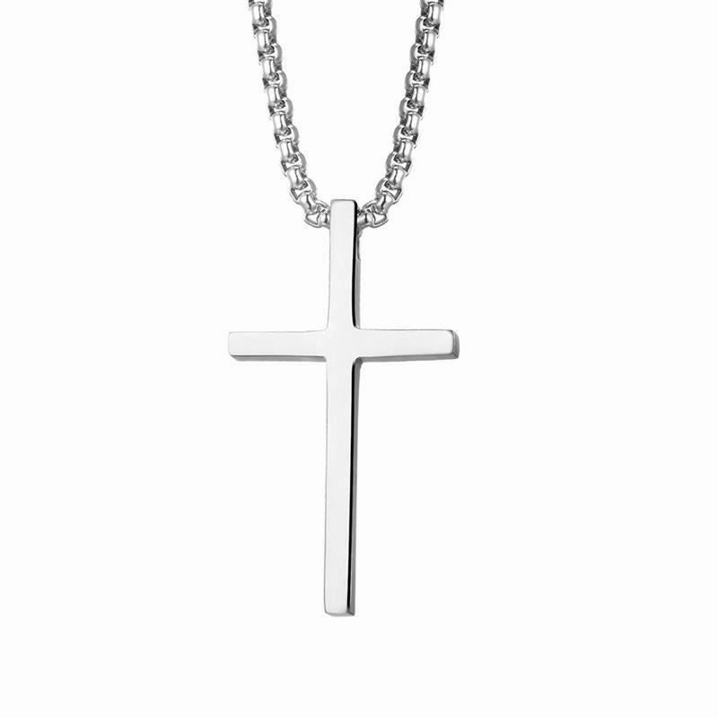 Wholesale  Retro Color-free Male Decoration Cross Pendant Necklace Simple Woolen Chain