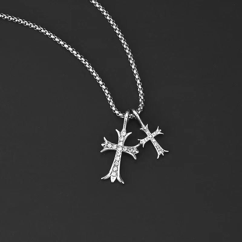 Wholesale  Retro Color-free Male Decoration Cross Pendant Necklace Simple Woolen Chain