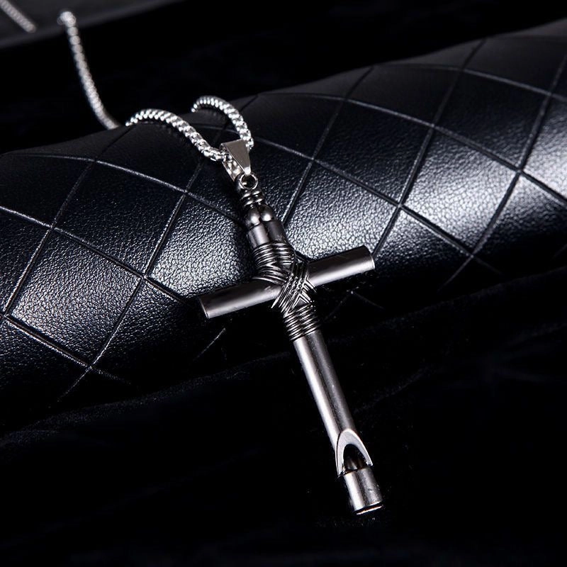 Wholesale  Retro Color-free Male Decoration Cross Pendant Necklace Simple Woolen Chain