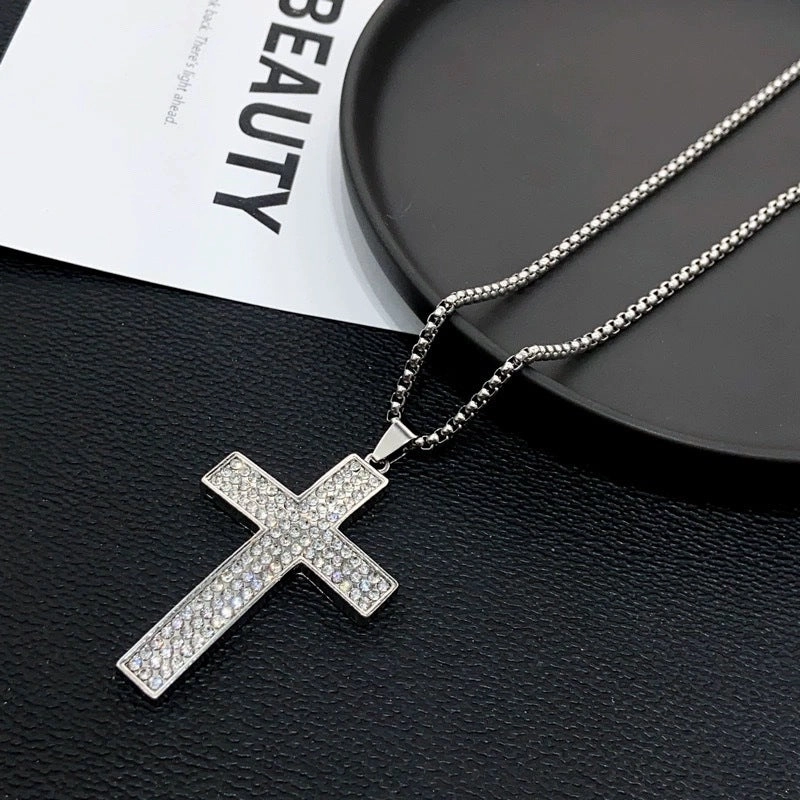 Wholesale  Retro Color-free Male Decoration Cross Pendant Necklace Simple Woolen Chain