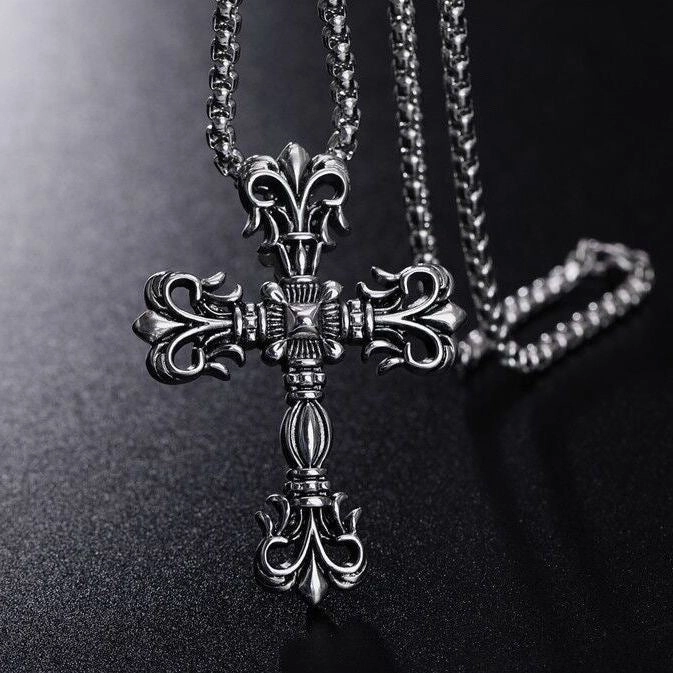 Wholesale  Retro Color-free Male Decoration Cross Pendant Necklace Simple Woolen Chain