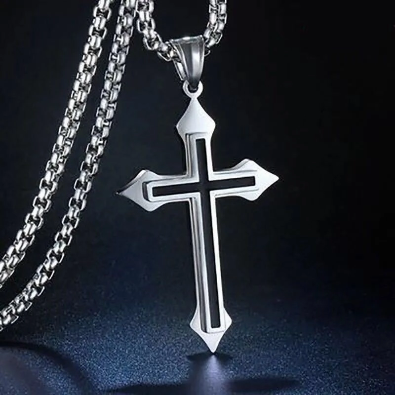 Wholesale  Retro Color-free Male Decoration Cross Pendant Necklace Simple Woolen Chain