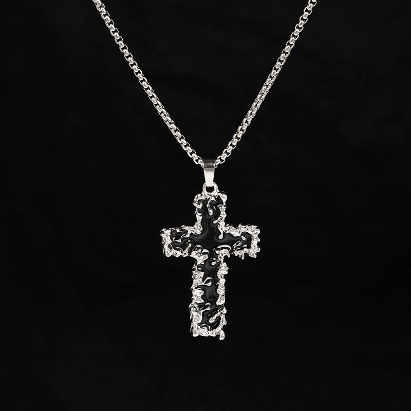 Wholesale  Retro Color-free Male Decoration Cross Pendant Necklace Simple Woolen Chain