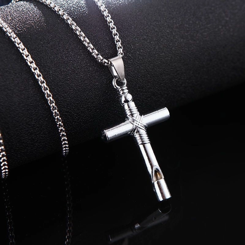 Wholesale  Retro Color-free Male Decoration Cross Pendant Necklace Simple Woolen Chain
