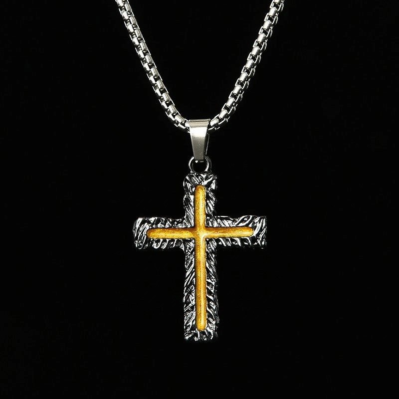 Wholesale  Retro Color-free Male Decoration Cross Pendant Necklace Simple Woolen Chain