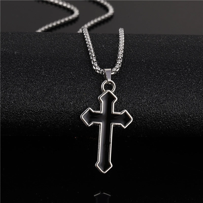 Wholesale  Retro Color-free Male Decoration Cross Pendant Necklace Simple Woolen Chain