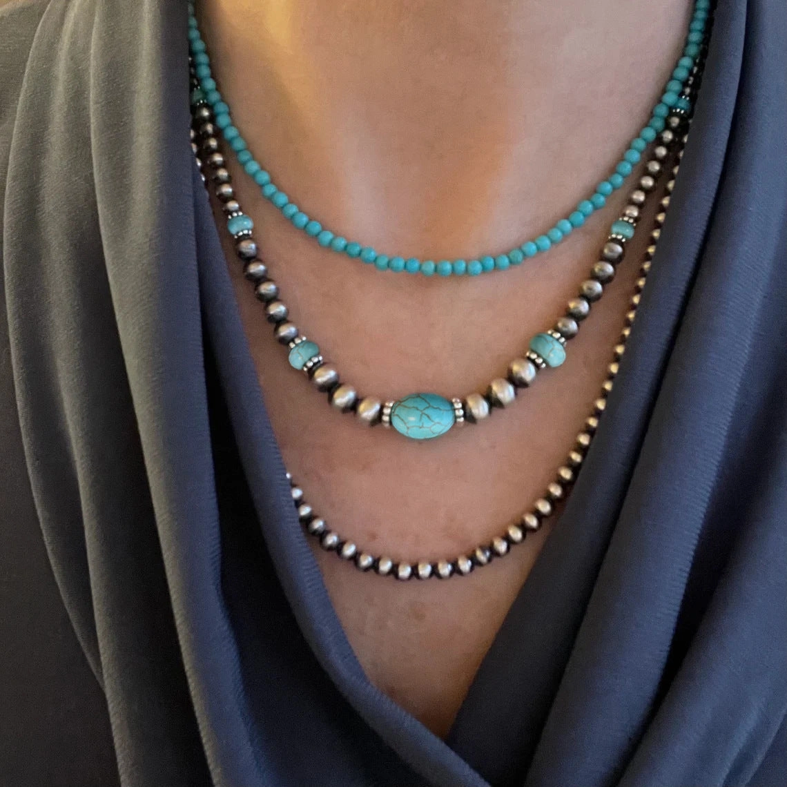 Wholesale Retro Ethnic Turquoise Necklace Earrings suit
