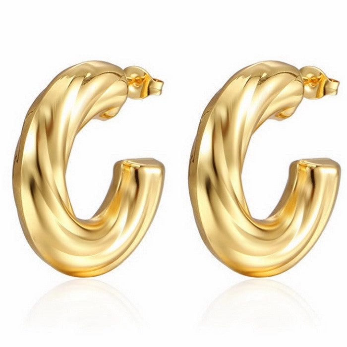 Wholesale Retro Geometric Irregular C Shape Polka Dot Gold Plated Earrings