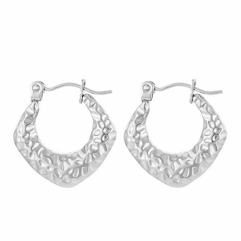 Wholesale Retro Geometric Irregular C Shape Polka Dot Gold Plated Earrings