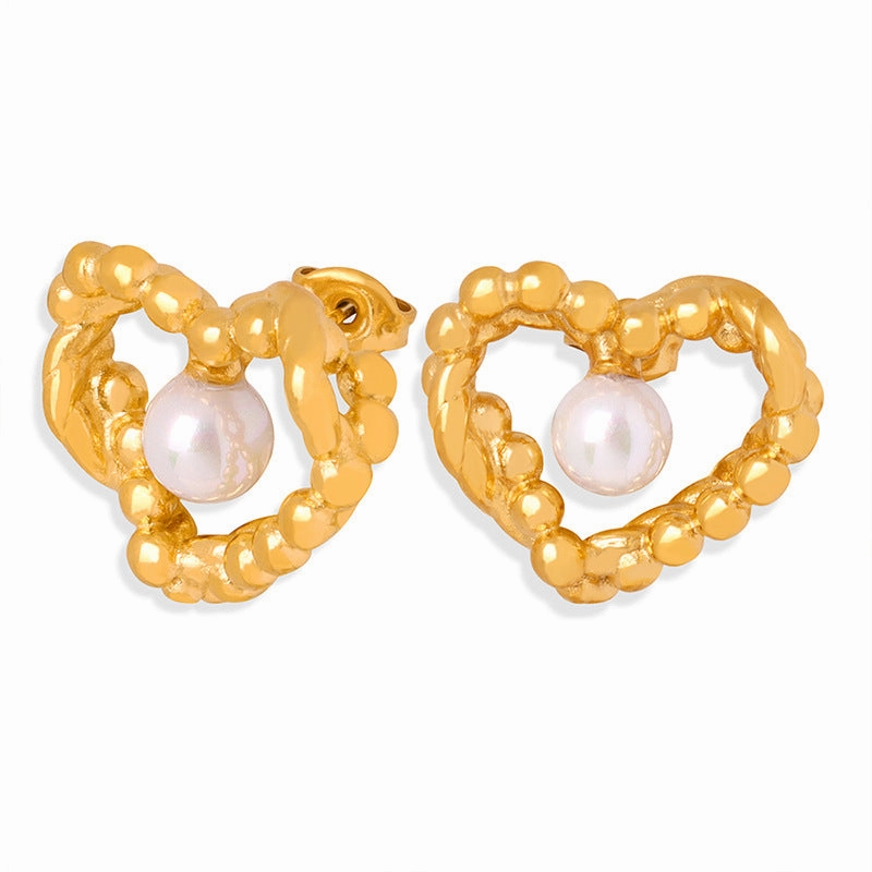Wholesale Retro Palace Style Titanium Steel Love Simple Female Gold 18K Earrings