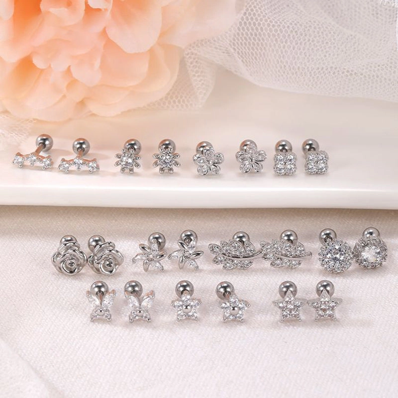 Wholesale Rose Stud Set Earrings Stainless Steel