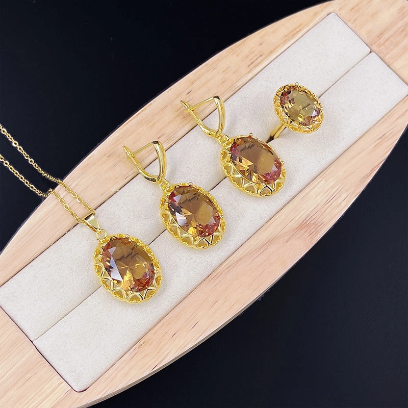 Wholesale Round Three-Piece Set Color Stone Earrings