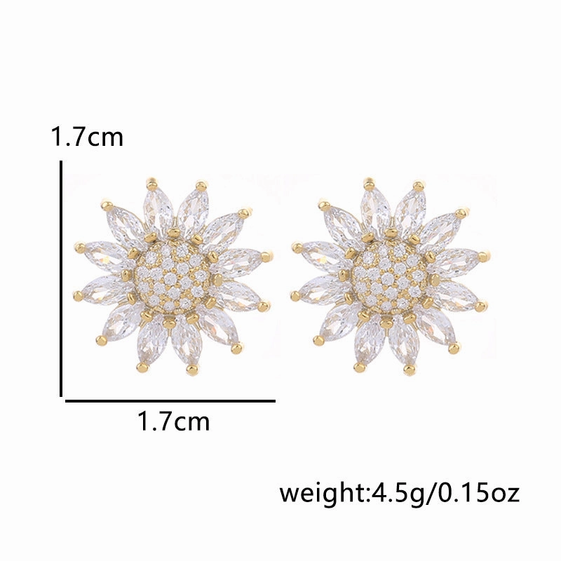 Wholesale s925 silver needle real gold electroplated gold copper inlaid zircon earrings