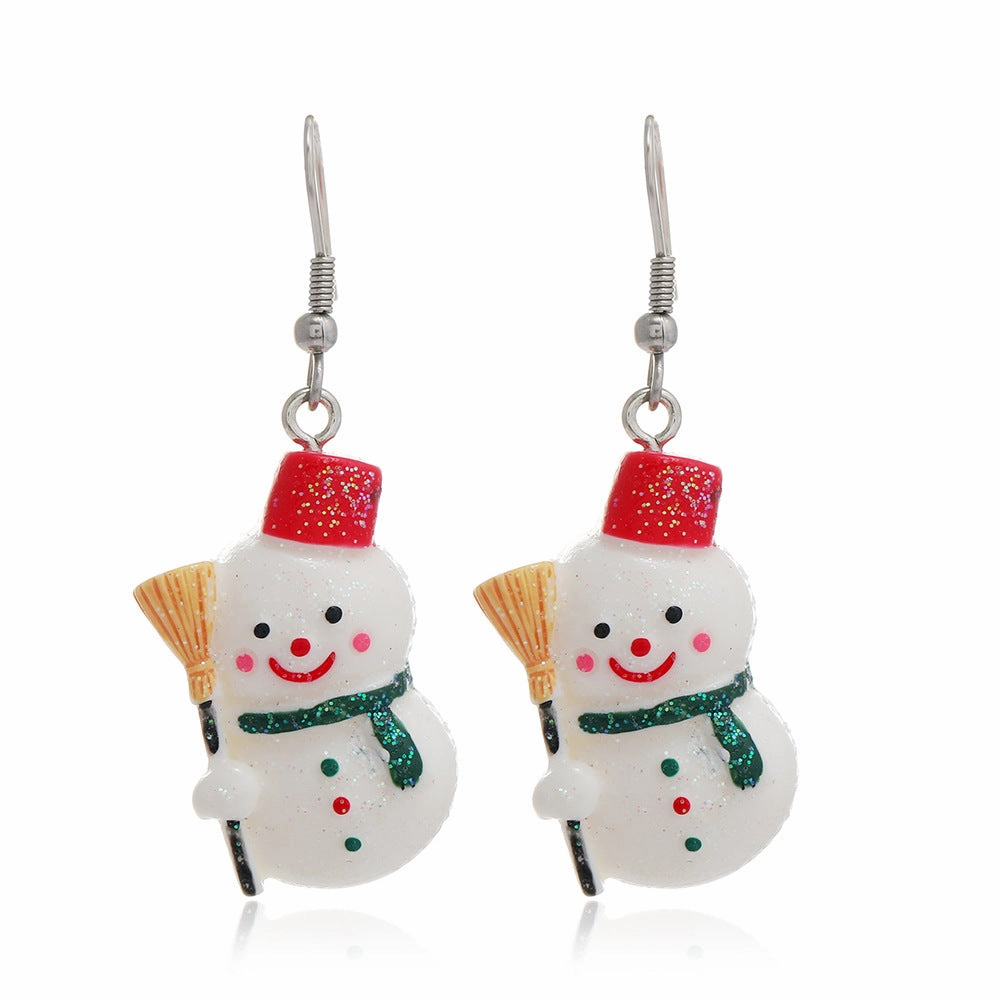 Wholesale Santa Claus Elk Snowflake Resin Earrings