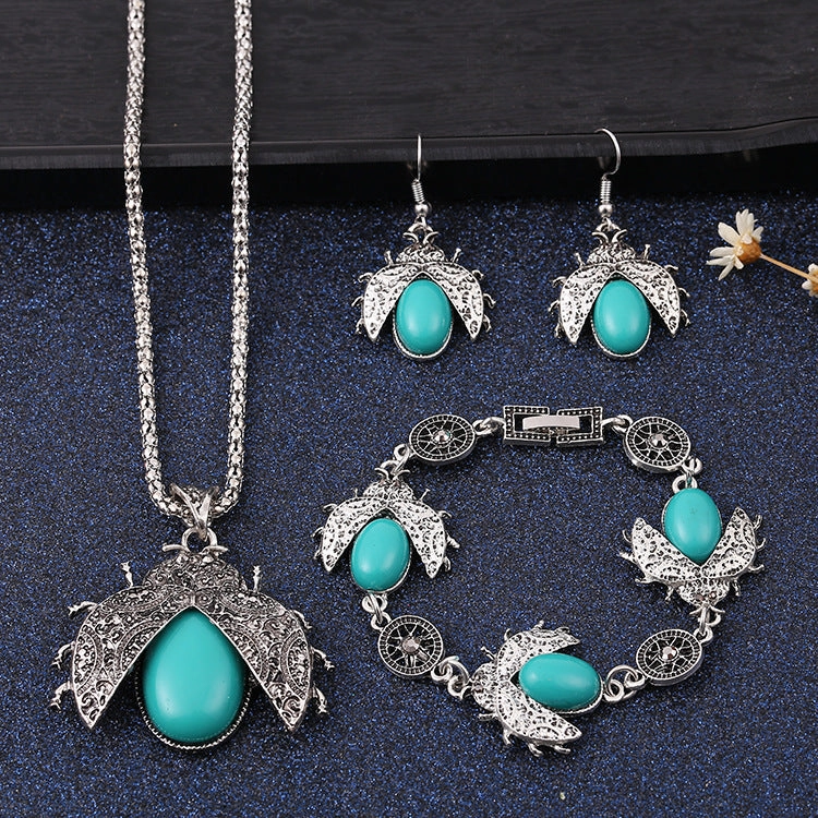 Wholesale Seven Star Ladybug Three Piece Alloy Earrings
