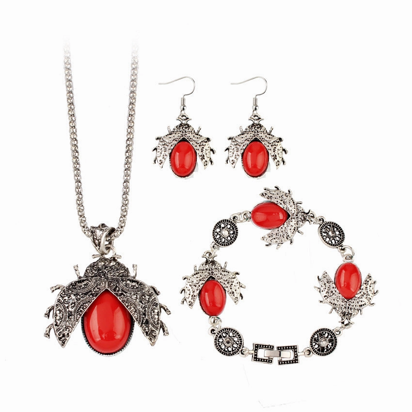 Wholesale Seven Star Ladybug Three Piece Alloy Earrings