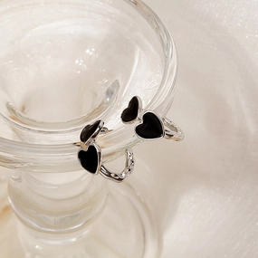 Wholesale Silver Needle Black Vintage Love Earrings