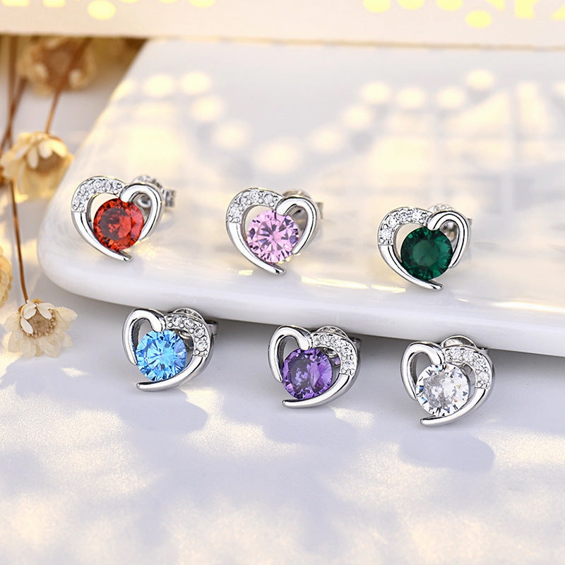 Wholesale Silver Pin Heart Copper Earrings