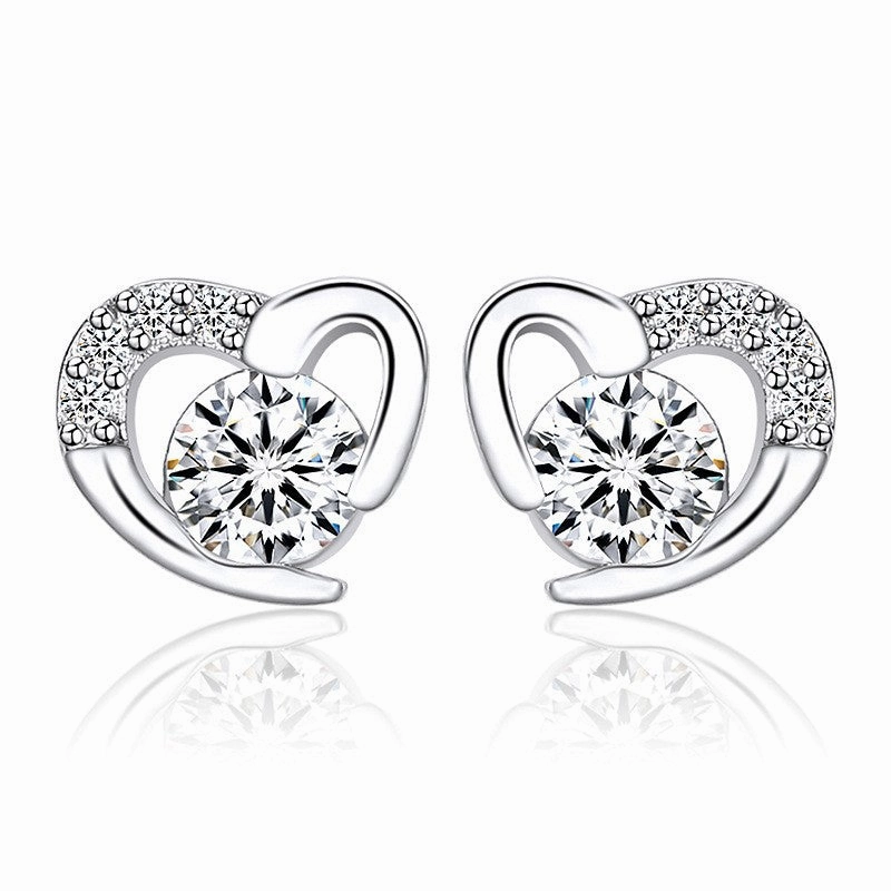 Wholesale Silver Pin Heart Copper Earrings