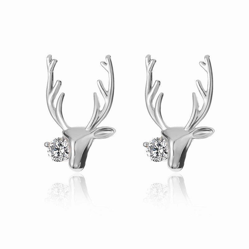 Wholesale Simple Copper Inlaid Zircon Small Elk Earrings