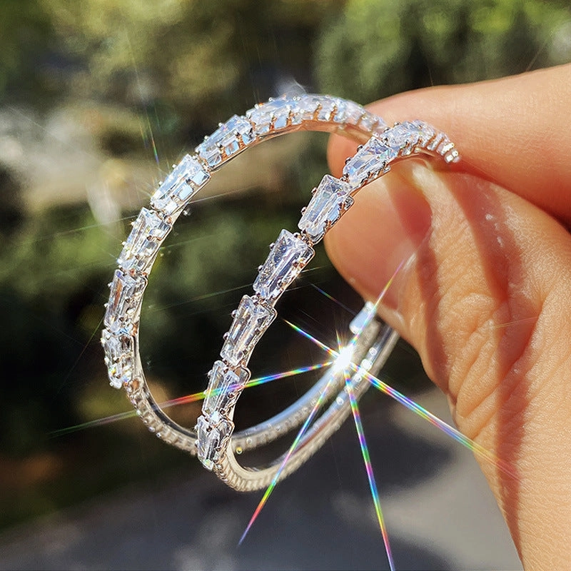 Wholesale Simple Gold Zircon Copper Earrings