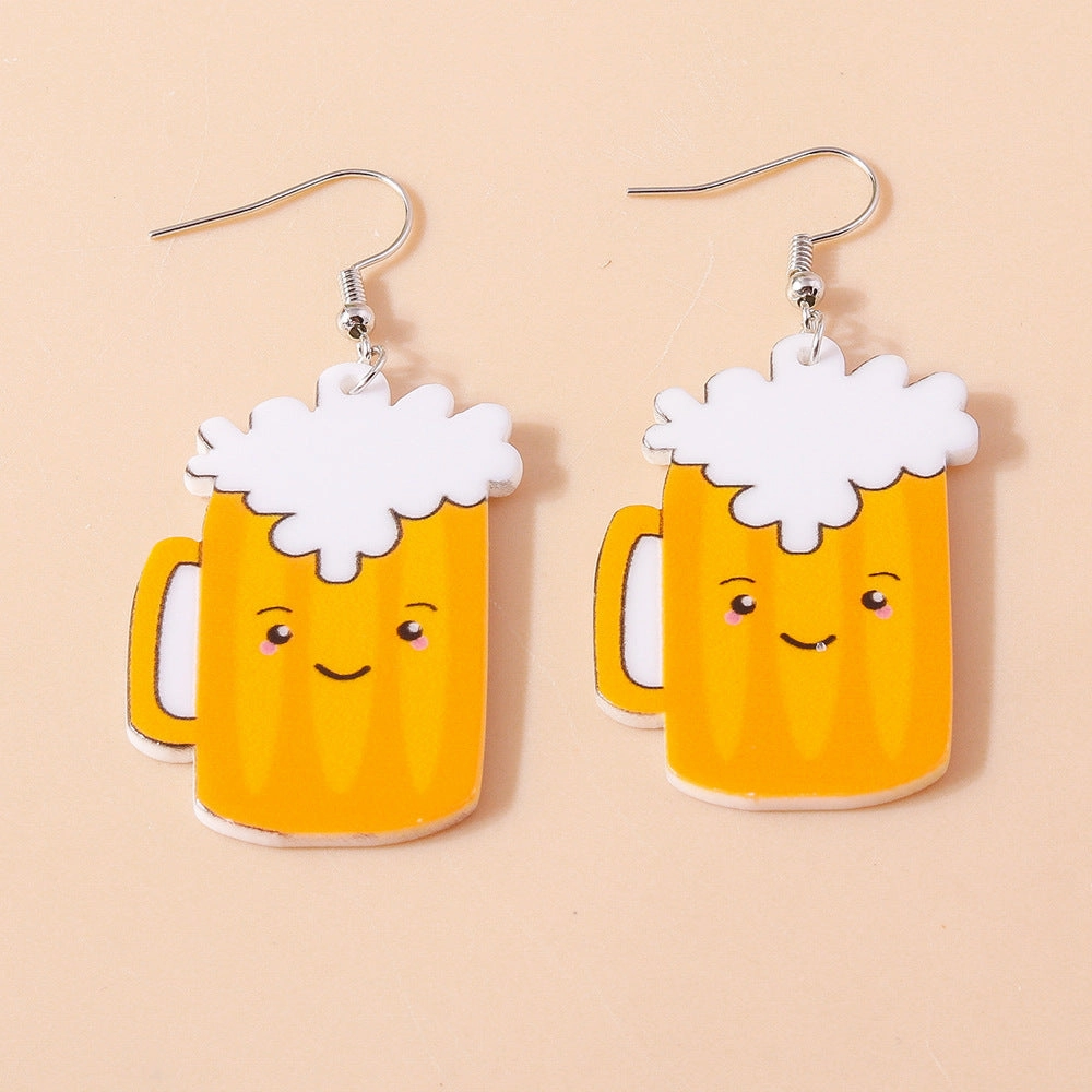 Wholesale Simulated Food Toys Milk Tea Chips Drinks  Plastic Cute Earrings