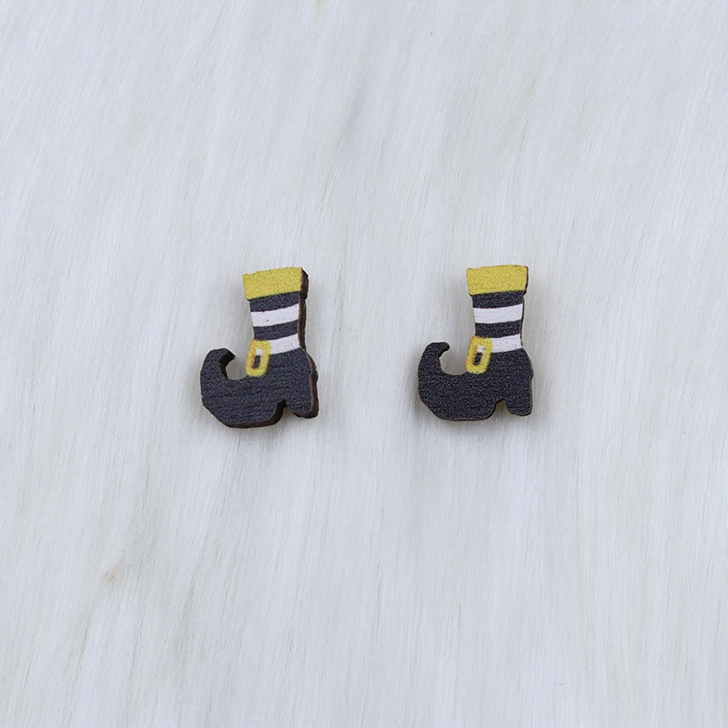 Wholesale Skull Spider Ghost Wood Earrings