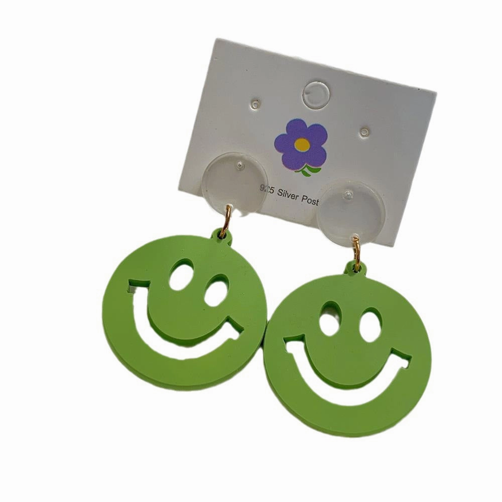 Wholesale Smiling Face Round Acrylic Earrings
