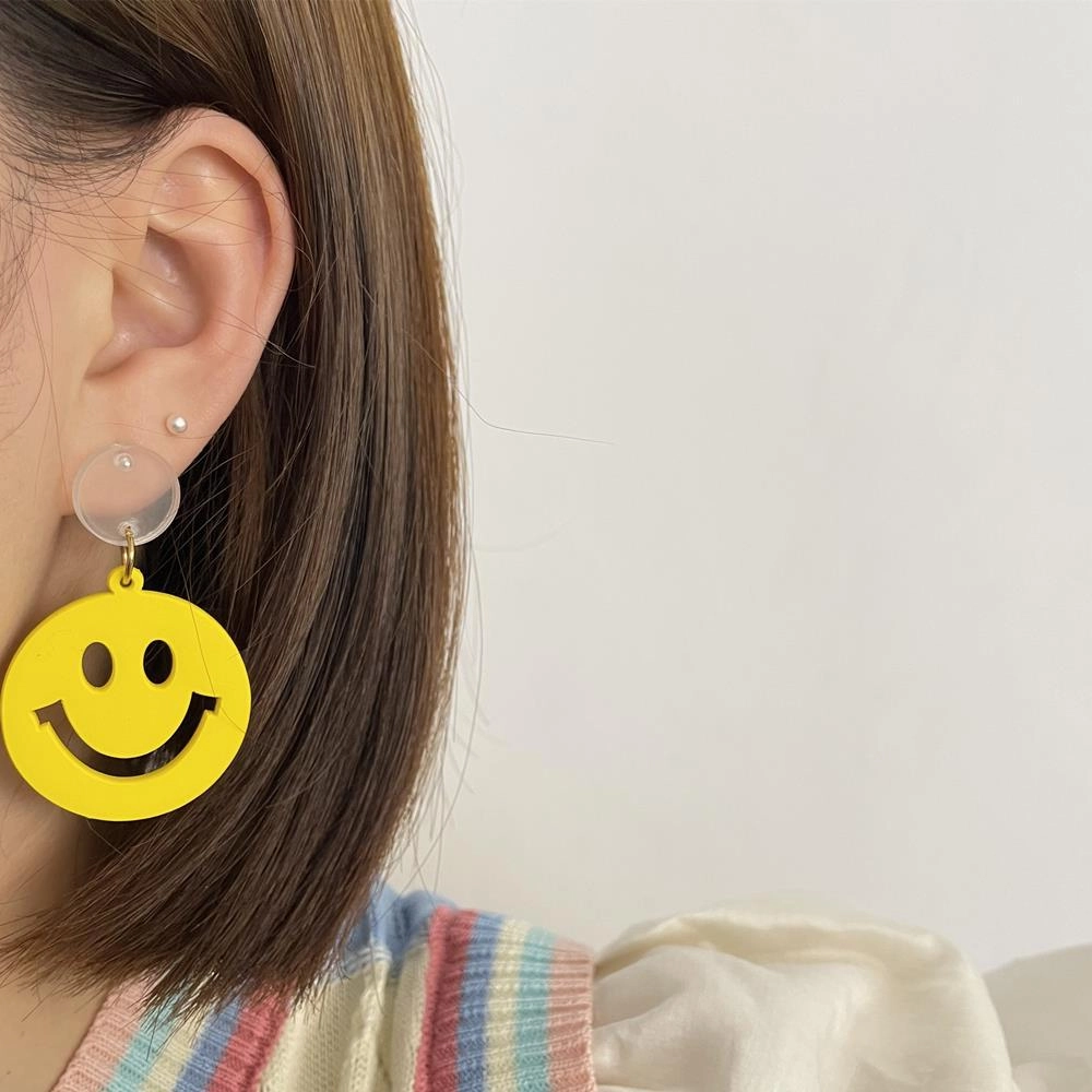 Wholesale Smiling Face Round Acrylic Earrings