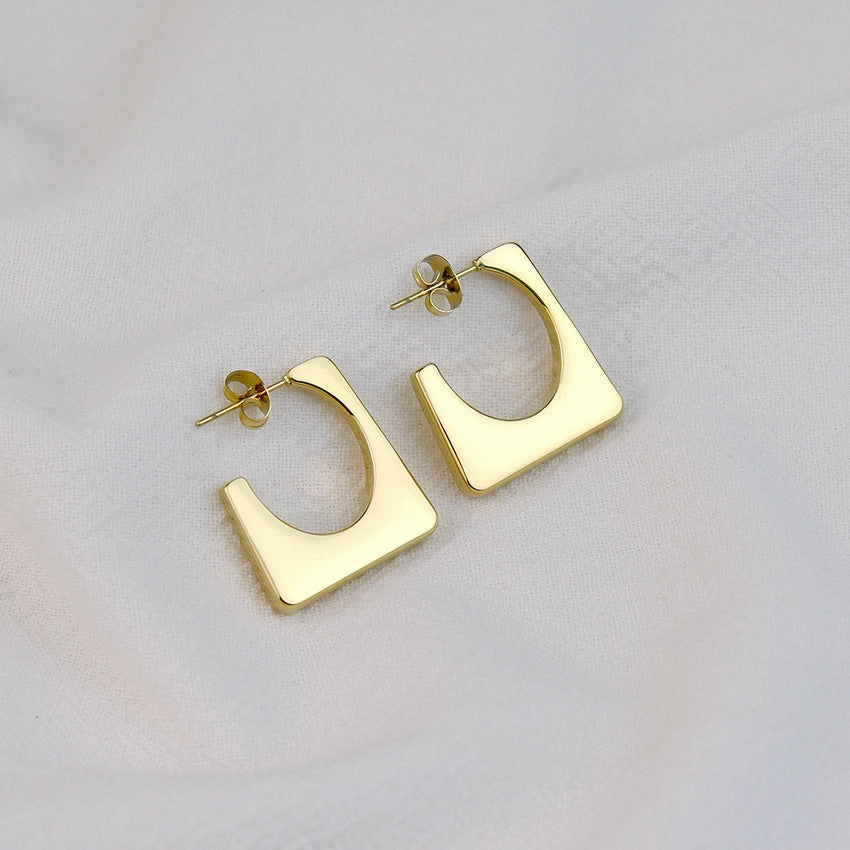 Wholesale Stainless Steel 8K Gold Simple Geometric Small Mini Earrings