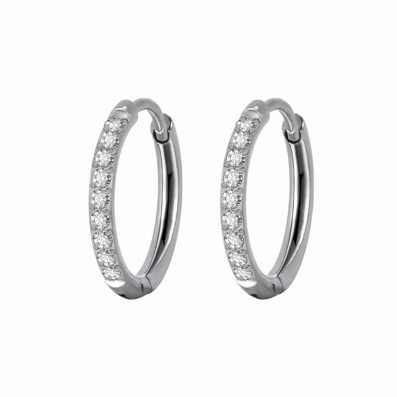 Wholesale Stainless Steel Diamond Silver Couple Earrings