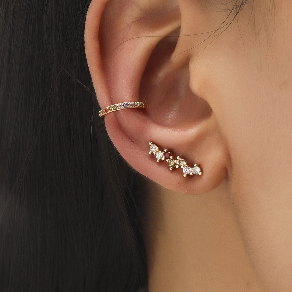 Wholesale Star Flower Alloy Stud Earrings Set