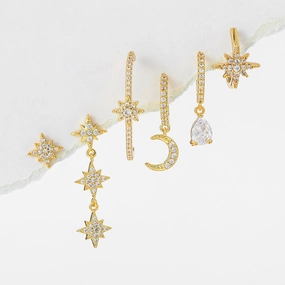Wholesale Star Metal Moon Earrings Set