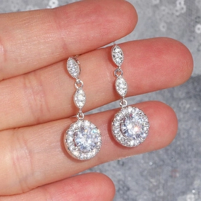 Wholesale Super Flash Zircon Tassel Round Bag Copper Earrings
