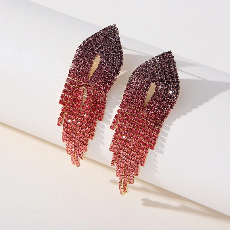 Wholesale Tassel Chain Full Diamond Earrings OLY-ES-SHY002