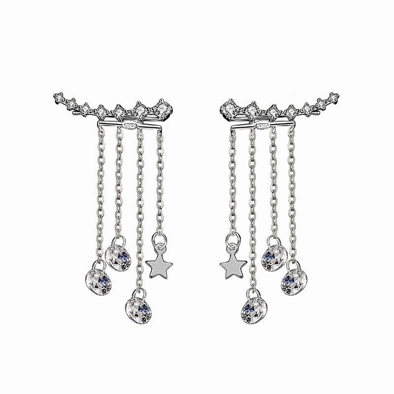 Wholesale Two Wear Diamond Tassel Star Stud Earrings OLY-ES-EXE003