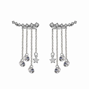 Wholesale Two Wear Diamond Tassel Star Stud Earrings OLY-ES-EXE003