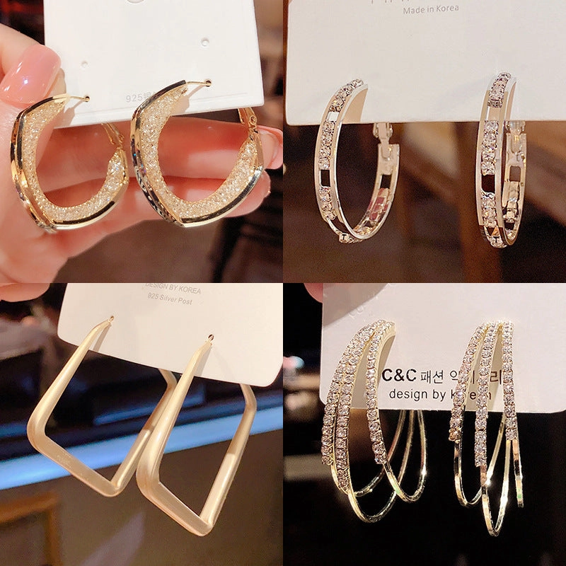 Wholesale Vintage Metal Exaggerated Earrings 925 Silver Pin Alloy Earrings