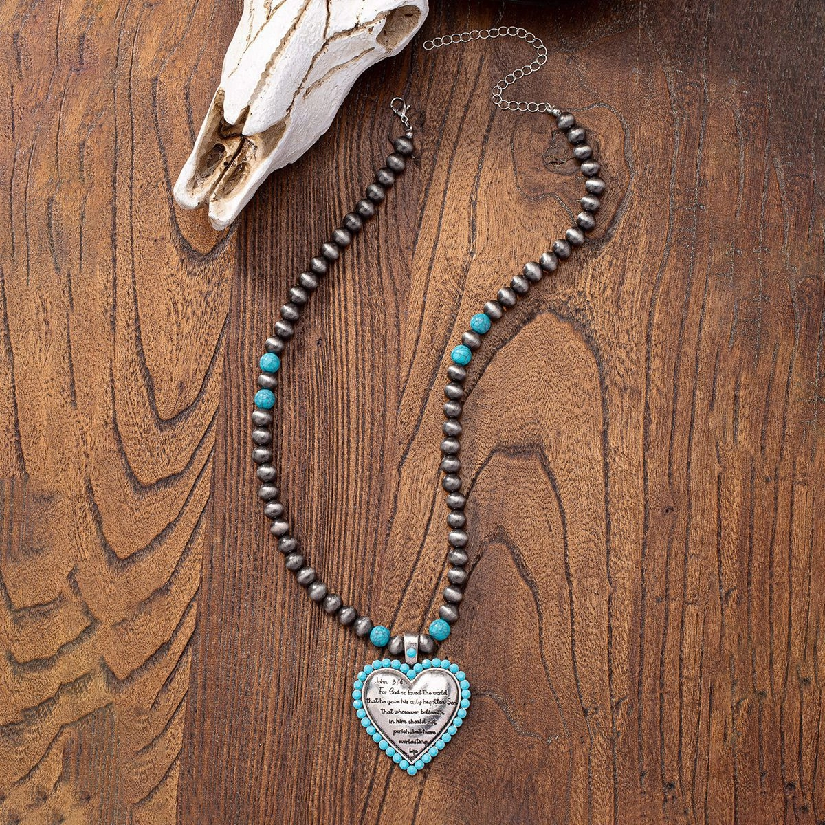 Wholesale Vintage Western Cross Heart Beaded Necklace