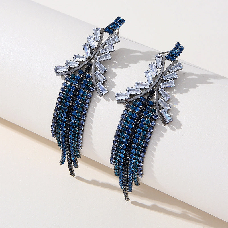 Wholesale Zircon Chain Tassel Full Diamond Luxury Earrings OLY-ES-SHY003