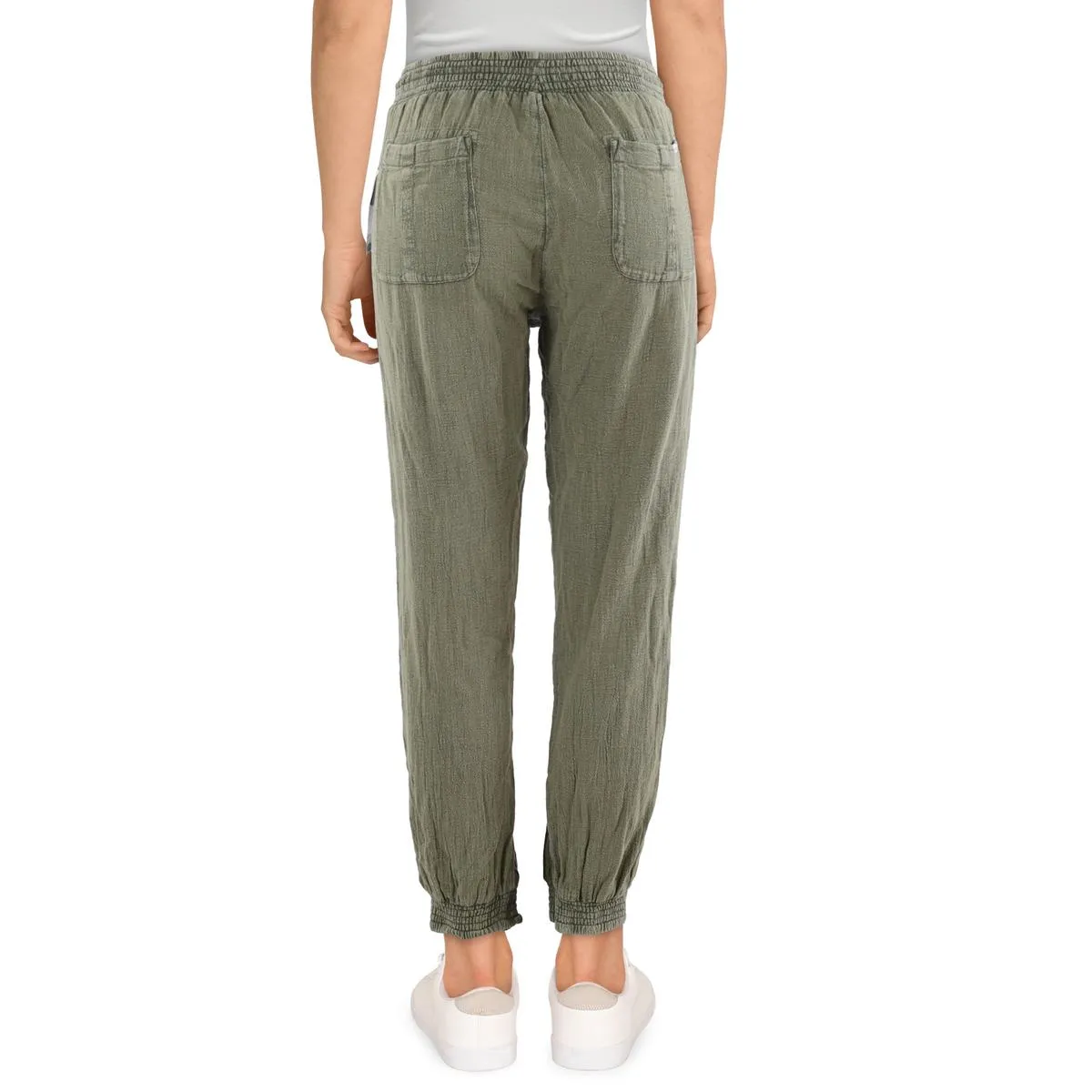 Womens Drawstring Hem Cotton Jogger Pants