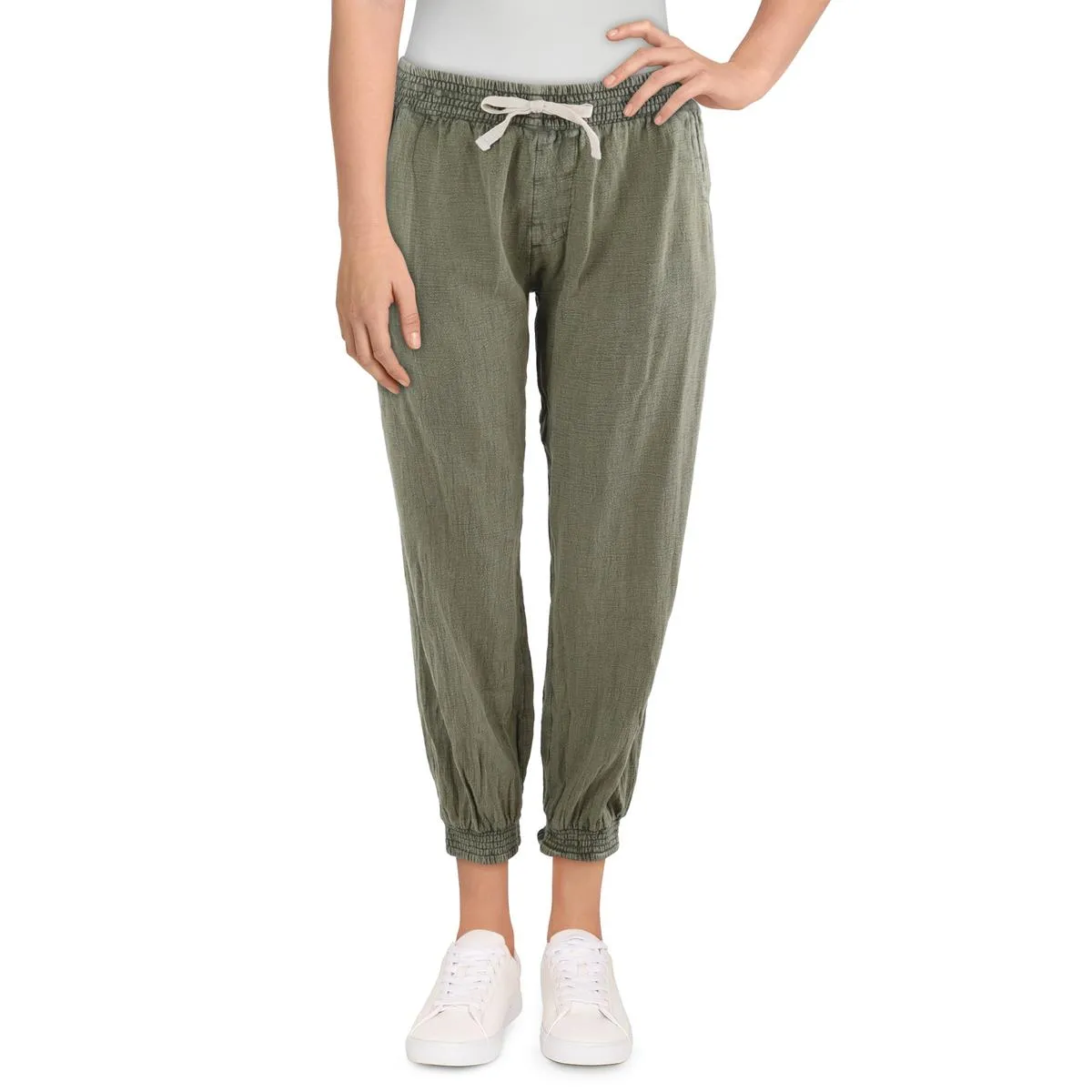 Womens Drawstring Hem Cotton Jogger Pants