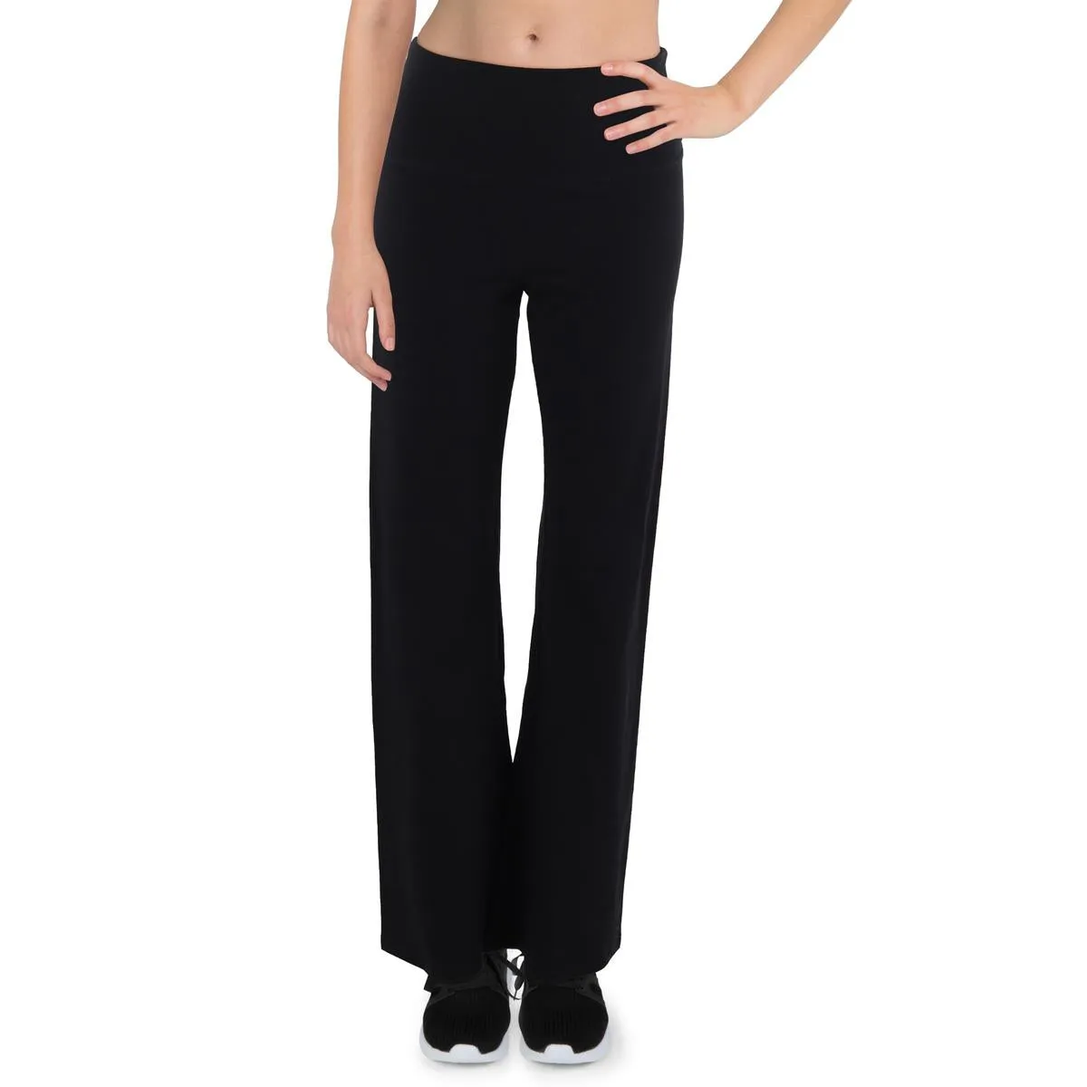 Womens Solid Cotton Yoga Pants