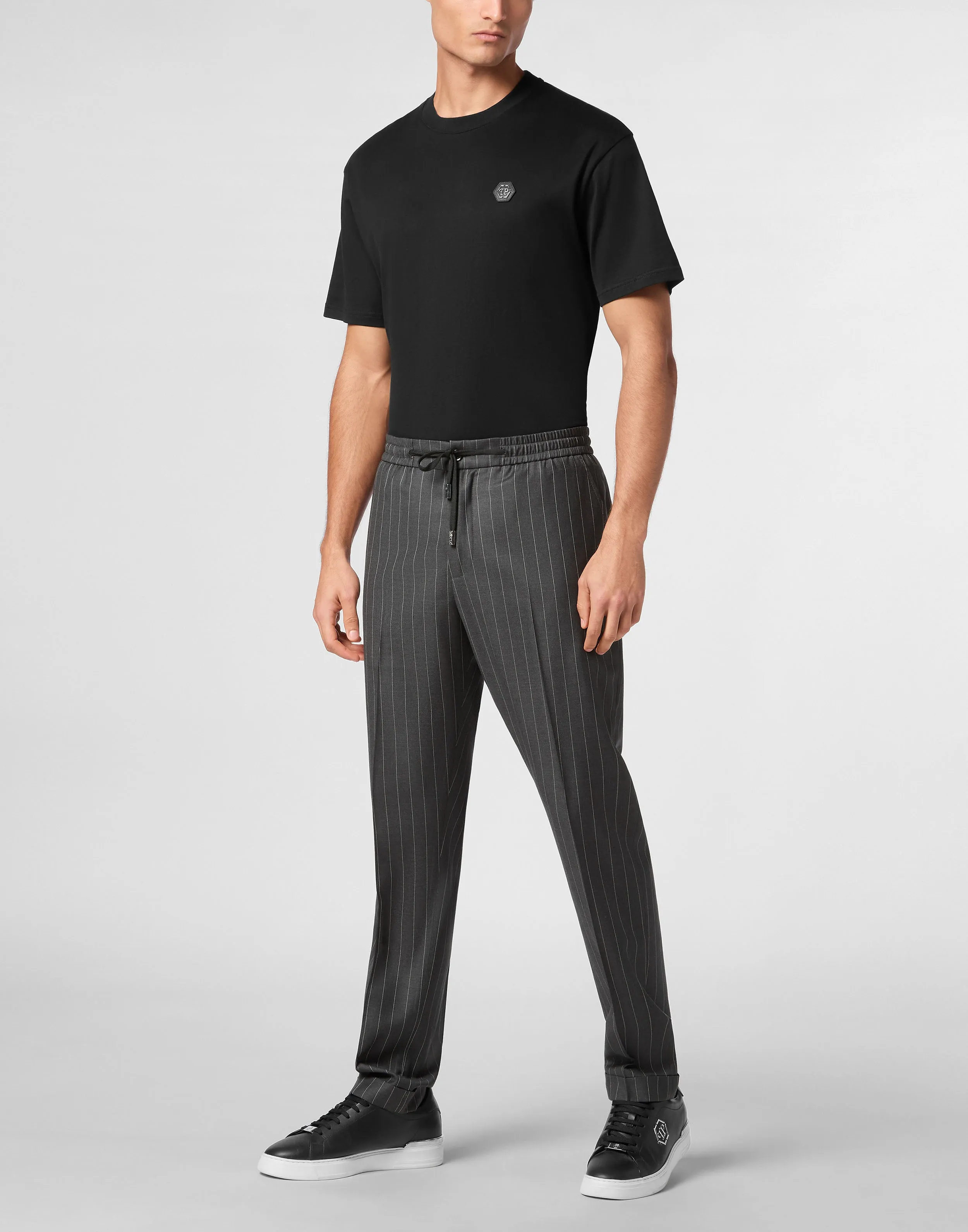 Wool Pinstripe Jogging Trousers