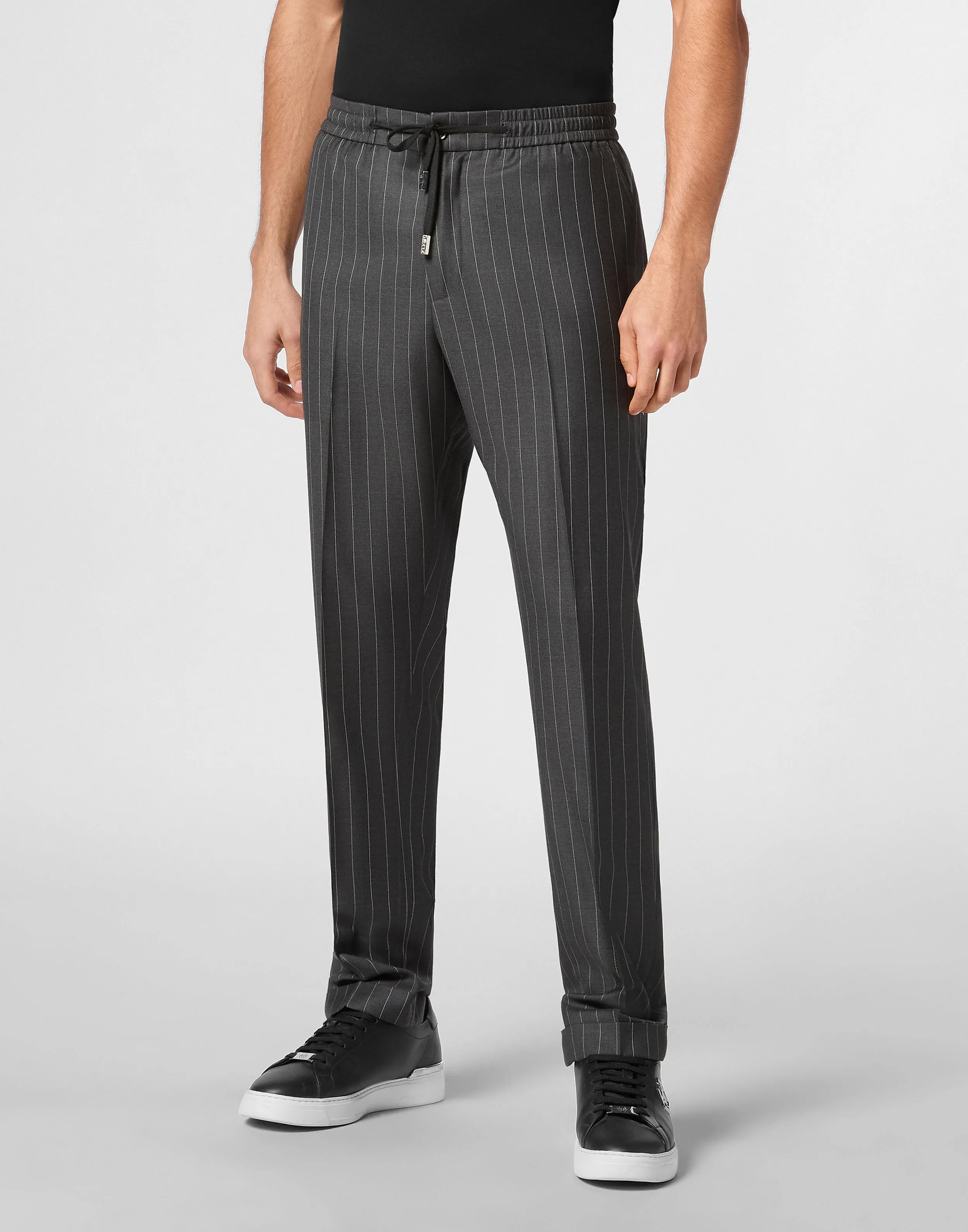 Wool Pinstripe Jogging Trousers