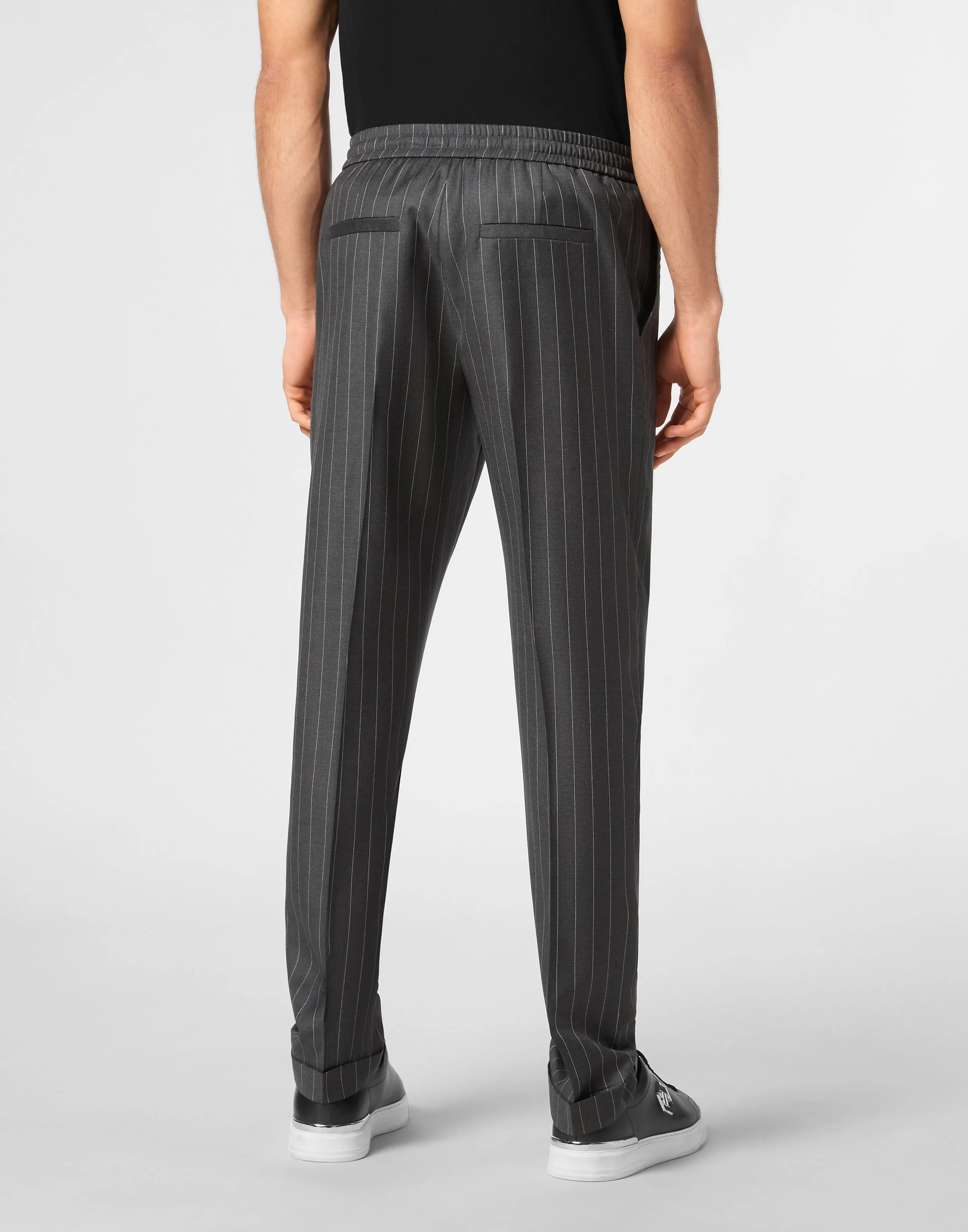 Wool Pinstripe Jogging Trousers