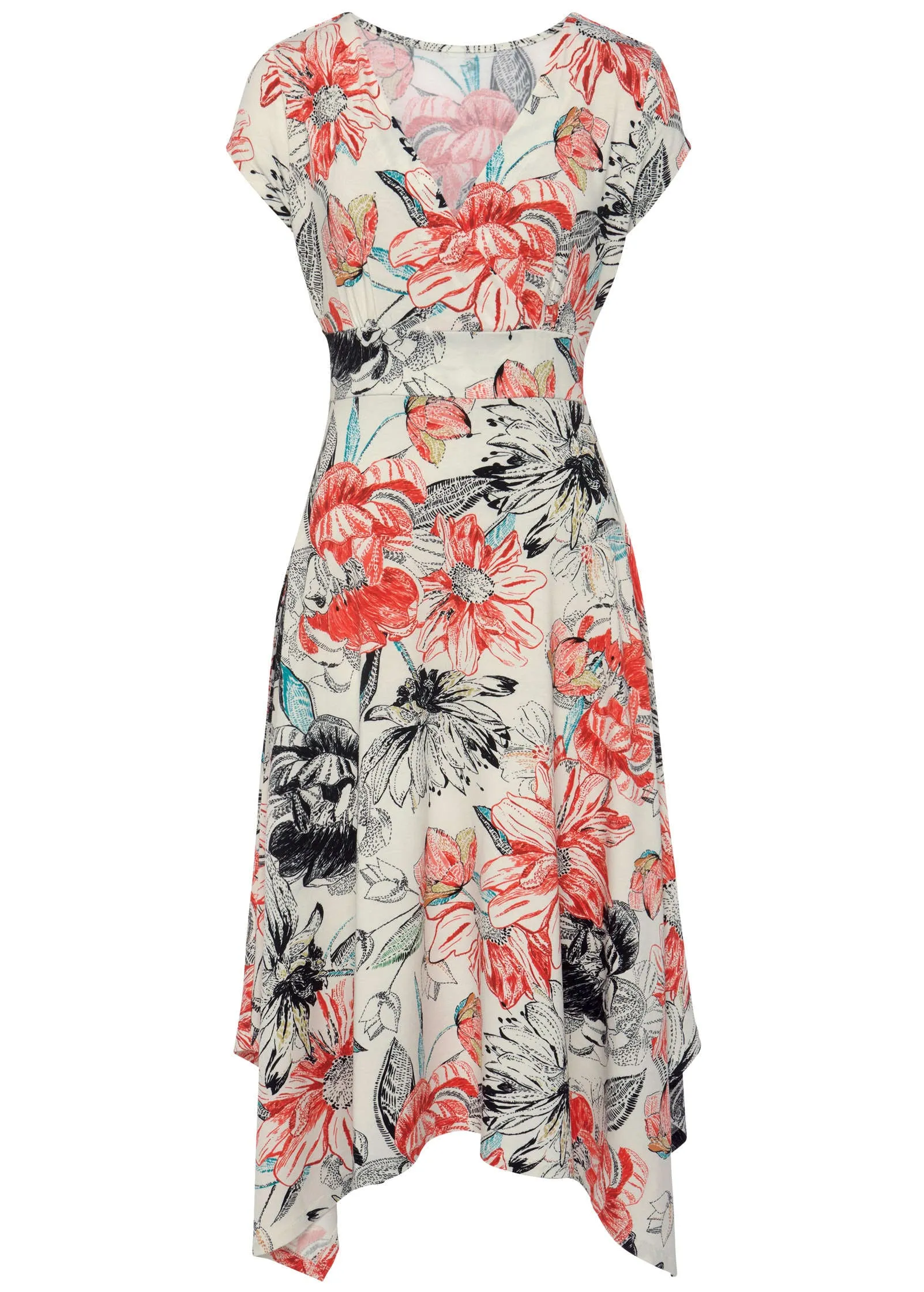 Wrap Midi Dress - Red Multi